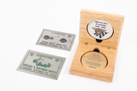 PLAQUES: Two 'Competitor' plaques from Sandown, including Golden Jubilee Grand Prix 1978, Vintage & Historic Races 1979, along with Light Car Club of Australia centenary commemorative keepsake