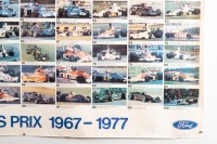 FORD DFV: A Ford DFV '100 Grands Prix 1967-1977' poster celebrating the use of the DFV Cosworth/Ford engine, 76cm high, 110cm wide - 4