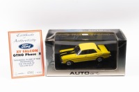 FORD FALCON XY: A 1:43 scale Autoart model of a XY Ford Falcon GTHO Yellow Glo