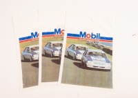 HDT: Three original unused late 1980s Mobil HDT printed bags, made to affix to the inside of the Commodore glove box and hang down, 30cm high