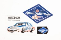 HDT: Three original unused Mobil HDT stickers, largest 15.5cm wide