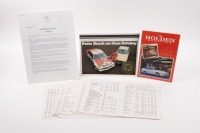 HOLDEN: A collection of Holden related material, including 1978 Holden 'Peter Brock on Class Driving' Road Safety & Traffic Victoria brochure, a range of single sheet Holden price lists from c1994-1997, 'The Holden Heritage' book and 'The Holden Ute Histo