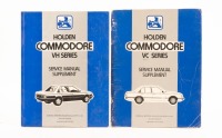 HOLDEN COMMODORE: Two Commodore service manuals including 'Holden Commodore VH Series' and a 'VC Series' by General Motors-Holden Sales Pty