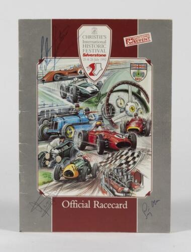 SILVERSTONE: A Christie's International Historic Festival Silverstone 25 & 26 July 1992 Official Racecard. Phil Hill, Stirling Moss, John Surtees signatures