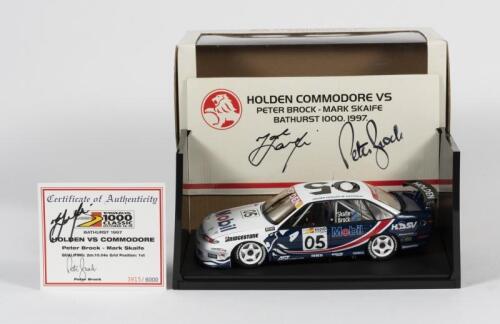 HOLDEN: A Biante 1:18 scale Holden VS Holden Commodore as driven by Peter Brock and Mark Skaife at the 1997 Bathurst 1000, limited edition 3815/6000. Additional Peter Brock and Mark Skaife signatures