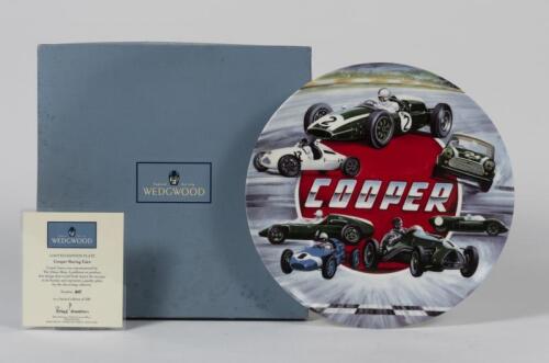 COOPER: A Wedgwood plate depicting Cooper Racing Cars. L.E 317/500