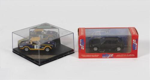 RALLY/ROAD CARS: Two 1:43 scale rally/road model cars by Vitesse. Abarth, Peugeot models
