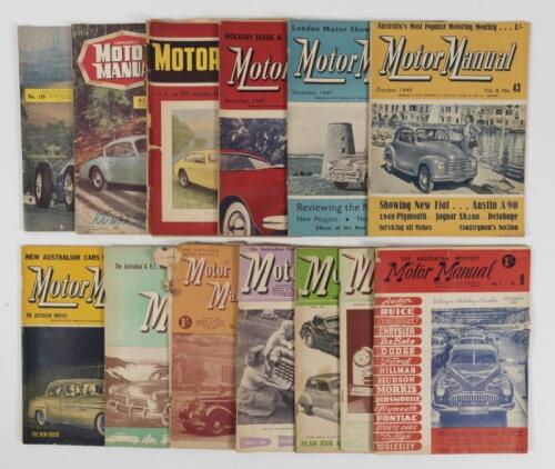 MOTOR MANUAL: A group of 'Motor Manual' magazines. Ranging in years from 1946 (Vol.1, No.9) to 1955 (January 15, 1955)