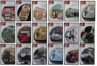 FERRARI ANNIVERSARY: 18 framed posters commemorating Ferrari's 50th Anniversary (1947 - 1997) (70cm high x 50cm wide)