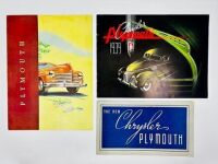 PLYMOUTH: A group of three Sales Brochures featuring Six, De Luxe Six and Royal models [Location: Sydney]