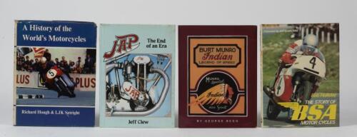 MOTORCYCLES: Four hardcover books detailing Motor Cycle brands and history. Burt Munro book