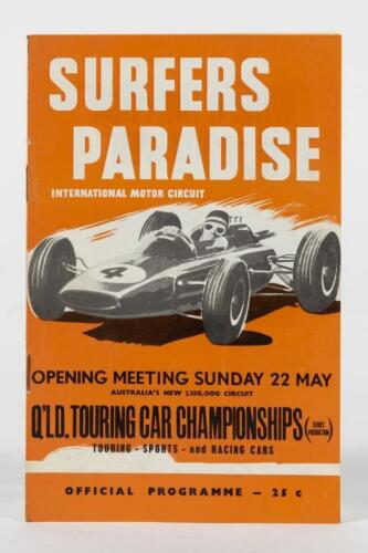 SURFERS PARADISE: An original 1966 'SURFERS PARADISE International Motor Circuit, Q'LD.Touring Car Championships' Official Programme