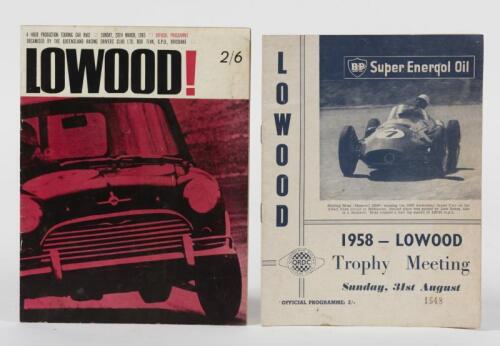 LOWOOD: Two interesting Lowood Queensland Racing Drivers Club Official Programmes. 1958 & 1965 Official Programmes