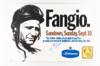 FANGIO: An original poster from the 1978 Sandown Golden Jubilee APG signed by Fangio in blue marker to centre