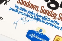 FANGIO: An original poster from the 1978 Sandown Golden Jubilee APG signed by Fangio in blue marker to centre - 2