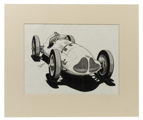 ERA E-TYPE: An original ink drawing of a 1939 ERA E-Type by R.Shepherd