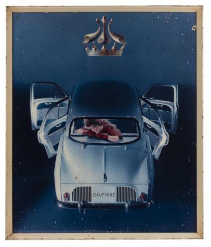 DAUPHINE: A period framed print depicting a Renault Dauphine