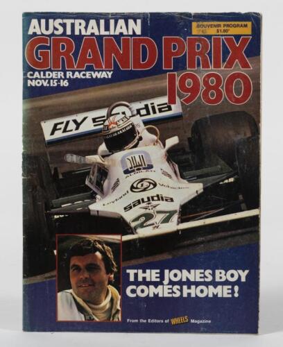 AUSTRALIAN G.P: An 'AUSTRALIAN GRAND PRIX 1980', Calder Raceway, Nov.15-16 Souvenir Programme