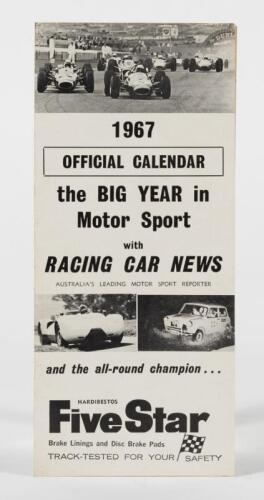 1967 OFFICIAL CALENDAR: A 1967 Official Calendar for "National" and "National Open" Race Meetings