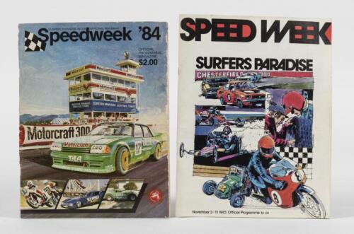 SURFERS PARADISE SPEED WEEK: Two Official Programmes from Speed Week Surfers Paradise. 1973 & 1984 Official Programmes