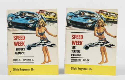 SURFERS PARADISE SPEED WEEK: Two Official Programmes from Speed Week Surfers Paradise. 1967 & 1968 Official Programmes