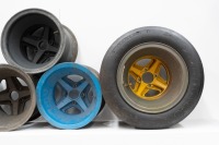 Five circa 1970s Brabham rear racing wheels of varying sizes - 3