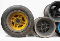 Five circa 1970s Brabham rear racing wheels of varying sizes - 8