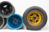 Five circa 1970s Brabham rear racing wheels of varying sizes - 9