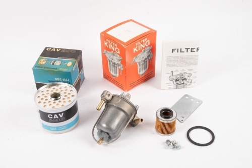 NOS PARTS: Two NOS parts, includes a Filter King fuel pressure regulator (made in Italy) and a CAV 296 7111-296 fuel filter