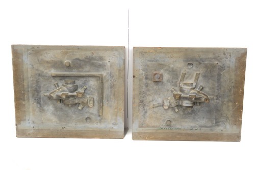 BRAKE MOLDS: Two brake caliper molds owned by Denis Lupton, stamped 'Brabham S34'