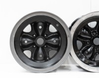 RACING WHEELS: Three 'wobbly' racing wheels to suit Brabham, two are nine inch width and one is eight inch width - 2