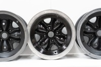 RACING WHEELS: Three 'wobbly' racing wheels to suit Brabham, two are nine inch width and one is eight inch width - 3