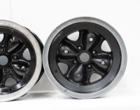 RACING WHEELS: Three 'wobbly' racing wheels to suit Brabham, two are nine inch width and one is eight inch width - 4