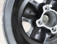 RACING WHEELS: Three 'wobbly' racing wheels to suit Brabham, two are nine inch width and one is eight inch width - 10