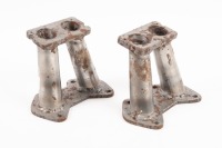MANIFOLDS: Two small hand fabricated inlet manifolds to suit Weber carbs, intake width 3.6cm