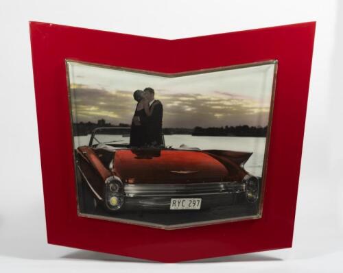 CADILLAC: A large novelty hand-made photograph display. Measures 70 cm H, 82 cm W.