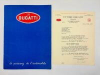 BUGATTI: A Sales Brochure featuring Type 57 models, together with letter from the factory dated October 1937 [Location: Sydney]