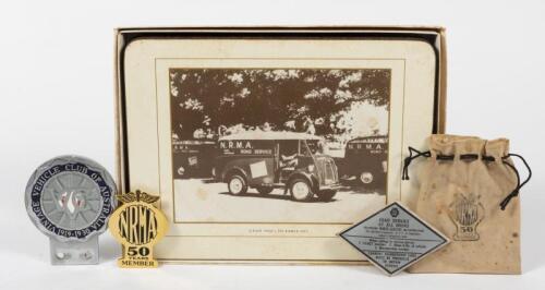 NRMA/ VINTAGE VEHICLE CLUB: A collection of NRMA and Vintage Vehicle Club of Australia items. VVCA car badge