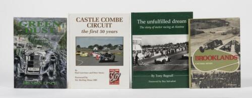 U.K RACING: Four hardcover books detailing racing and English racing circuits. 'BROOKLANDS - A Pictorial History' hardcover book by G.N.Georgano
