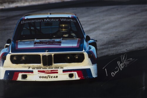 B.M.W: A colour photograph of a B.M.W 3.0 CSL signed by David Hobbs