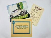 CITR&Ouml;EN: A pair of Sales Brochures for the 12CV and 15CV models, together with a 1938 price list [Location: Sydney]