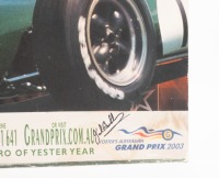 JACK BRABHAM: A poster mounted on board signed by Sir Jack promoting the 2003 Tattersall's Historic Demonstration, 59cm high, 42cm wide - 2
