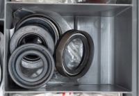 HEWLAND: A double sided plastic case containing Hewland gearbox spare parts and set-up parts, no gears - 12