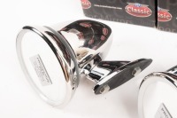 MIRRORS: Two NOS Tex Automotive stainless steel torpedo racing side mirrors (MTR01), lens diameter 8.5cm - 2