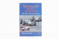 TAURANAC: 'BRABHAM + RALT + HONDA' hardcover book by Mike Lawrence, published 1999, title page hand signed by Sir Jack & Ron Tauranac