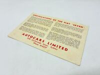 FIAT: A group of three Sales Brochures for the 500 Topolino and 508 models [Location: Sydney] - 8