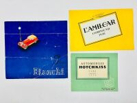 PRE-WAR: A group of three Sales Brochures featuring models from Bianchi, Amilcar and Hotchkiss [Location: Sydney]