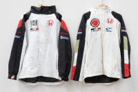 BAR HONDA: Two circa mid 2000s BAR Honda jackets, one marked 'JB03 (Jenson Button) TS04 (Takuma Sato)', both in team colours of white, black & red, both size large