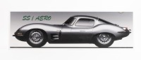JAGUAR: A modern printed image on sign board depicting a Jaguar SS Aero, measures 25cm high, 80cm wide.