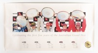 AUSTRALIAN GP: Three copies of 'Celebrating the First Five Years of the Australian Grand Prix', wide format poster featuring portraits of the first five winners of the Australian Grand Prix at Albert Park - 2